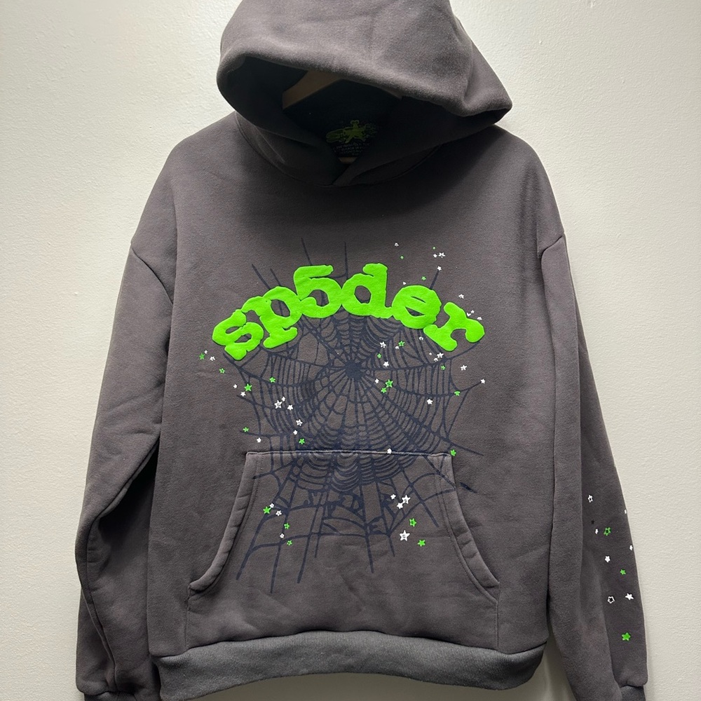 Sp5der wait web hoodie slate grey